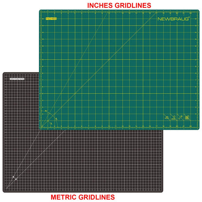 NEWBRAUG 18'' × 24'' Perfect Self Healing Cutting Mat, Non-Slip Gridded Rotary Cutting Board, Necessary for Quilting, Sewing, Craft, Fabric & Scrapbooking(Green/Black)…