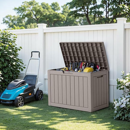 PatioZen 50 Gallon Package Delivery Boxes for Outside, Lokable Secure Resin Package Delivery Box with Lid, Weatherproof and Anti-Theft Storage for Outdoor Front Door, Porch, Curbside, House (Grey)