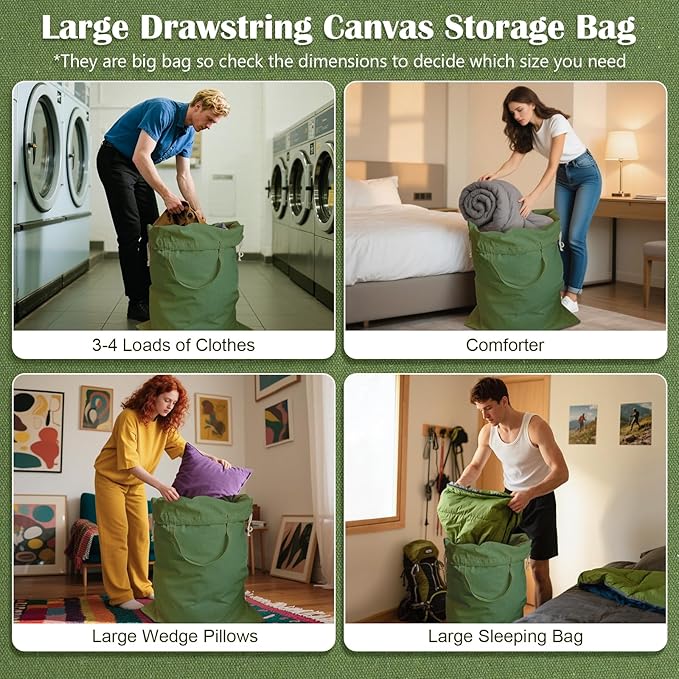 Canvas Laundry Bag 33"Wx 35"H, Thick Cotton Laundry Bag