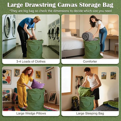Canvas Laundry Bag 33"Wx 35"H, Thick Cotton Laundry Bag