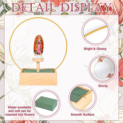 Kuabiz 12 Pcs Our Lady of Guadalupe Wooden Table Centerpieces 3D Virgen De Guadalupe Planter Box with Gold Metal Ring Baptism Favors for Guests Table Decor First Communion Gifts Catholic Favors
