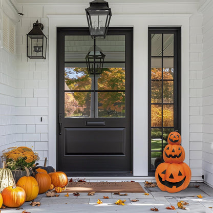 Haunted Hill Farm 2-Ft 3 Stacking Pumpkins Blow Mold, Light Up Halloween Decoration & Prop, Indoor Pumpkin Décor for Haunted House, Apartment, Home & Office
