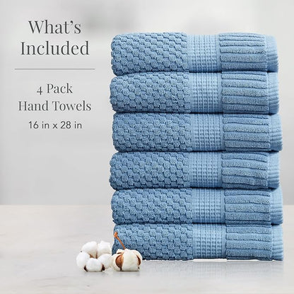 NY Loft 100% Cotton Hand Towel 6 Pack | Super Soft & Absorbent Quick-Dry Hand