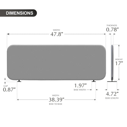 DECOLAB Desk Dividers, Portable Table Partition Screen Panel for Office, Workspace, Classroom, Student, Freestanding, Scratch Resiatance, 48"x18", Steel