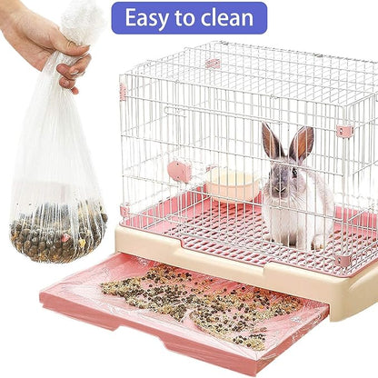 30 pcs Disposable Cage Liners, Clear Plastic Rabbit Cage Liner Bag, Universal Toilet Film for Bunny, Hamster, Totoro, Hedgehog, Guinea Pig and Small Animals(30pcs, 47in)