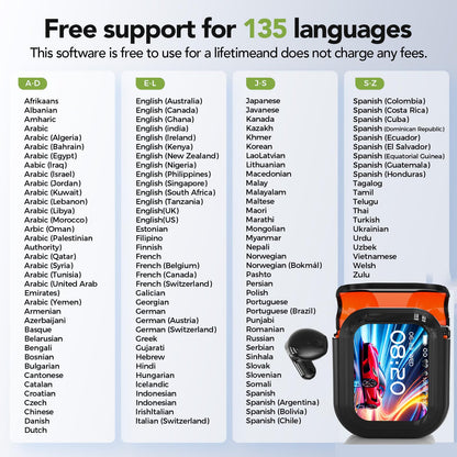 NE20 Earbuds, 2025 New NE20 AI Translation Earbuds in Real Time, Language Translator Headphones with LCD Touch Screen Audifonos Traductores Inglés Español Support 140 Languages for Travel Business