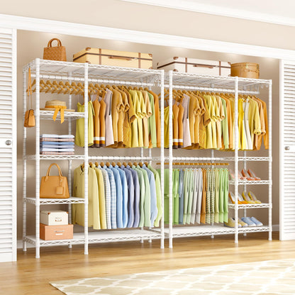 Ulif F2 Clothes Rack, 5 Tiers Heavy Duty Garment Rack for Bedroom, Freestanding Adjustable Closet Storage Organizer, 46.1" W x 15.4" D x 78.3" H, Load 630lbs, Upgraded White