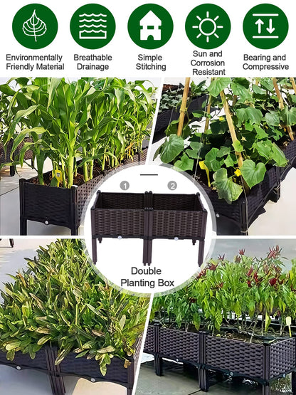 Kalolary 2 Sets Raised Garden Bed Elevated Garden Bed with Legs Patio Plant Boxes Vegetable Flowers Planting Raised Container for Indoor Outdoor Plant Fence Balcony Yard Gardening Supplies