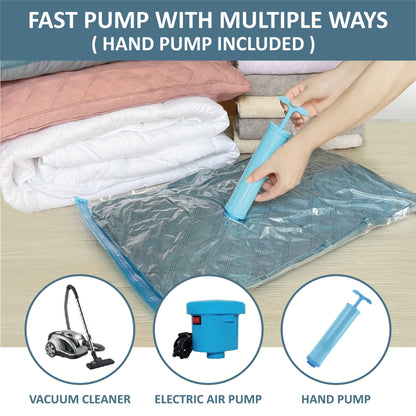 10 Pack Vacuum Storage Bags with Pump, 5 Jumbo and 5 Large Space Saver Vacuum Storage Bags, Vacuum Seal Bags for Clothing, Comfoters, Pillows, Blanket, Bedding