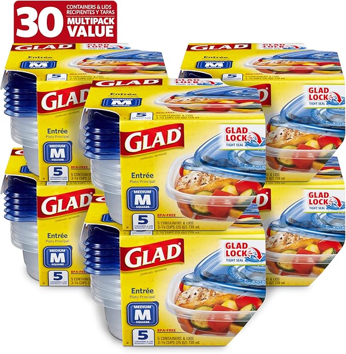 Glad Entrée Food Storage Containers, Medium Square