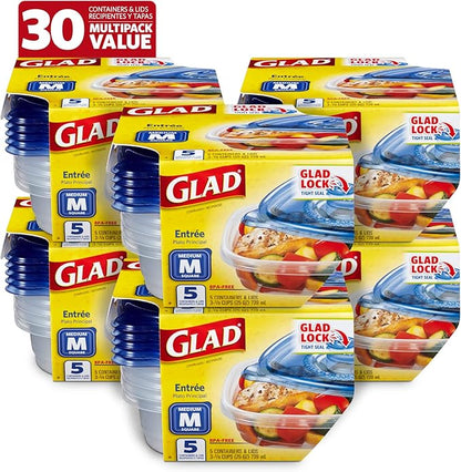 Glad Entrée Food Storage Containers, Medium Square