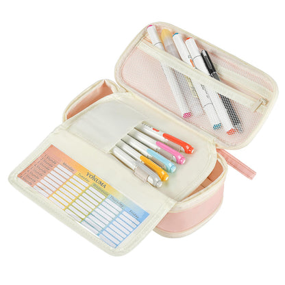 YOKUMA Pencil Case Cute Pencil Pouch for Girls Big Capacity Pen Bag Box, Kawaii Aesthetic College School Supplies for Student Teen Adults Preppy, Pink