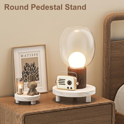HAWHUV 3 Pcs Wood Plant Stand Indoor Outdoor, Round Wood Riser for Decor 6/8/10" Wooden Stool Display Stand Flower Pot Holder Small Planter Tray Modern Potter Decorative for Desktop Counter Room