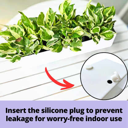 LaLaGreen Planter Boxes Outdoor (24 Inch, 2 Pack) White Metal Rectangular Railing Flower Box with Brackets, Deck Railings Planters Fence Balcony Patio Porch Plant Holder Modern Garden Decor Over Rail
