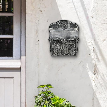 BIG FORTUNE Wall Mount Mailbox for House Outside Vintage Metal Door Mailbox Antique Style Nostalgic Charm Home Decor Garden Vintage English Cottage Decor Flower Patter(Black)