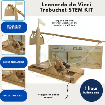 PATHFINDERS Leonardo da Vinci Trebuchet STEM Kit – Build Your Own Medieval Siege Engine – Educational Wooden Model for Teens & Adults, DIY Engineering Project, Science Experiment Gift
