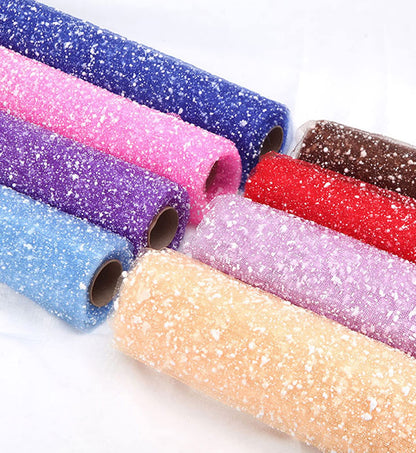 Oakbud Flower Wrapping Mesh Florist Bouquet Gift Packaging DIY Snow Dot Yarn Floral Bouquet Craft Net Paper Florist Supplies 1Roll 19.7inch x 4Yard (Coffee)