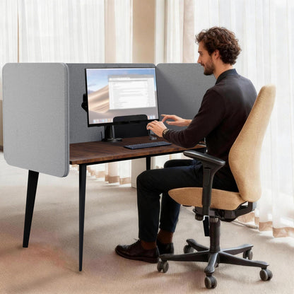 KERRAM Desk Privacy Panel 24 x 60 Inch, Sound Absorbing & Proof Desk Divider for Office, Clamp-on/Screw-on Acoustic Desk Back Panel Partition, Gray