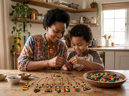 Eternity sky 32 Pcs Juneteenth Beads Necklace Craft Making Wooden Beaded Jewelry Gifts Bulk for Black History Month African Party Favors Decorations