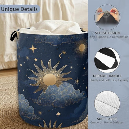Sun Moon Stars Laundry Basket, Oxford Cloth Laundry Hamper