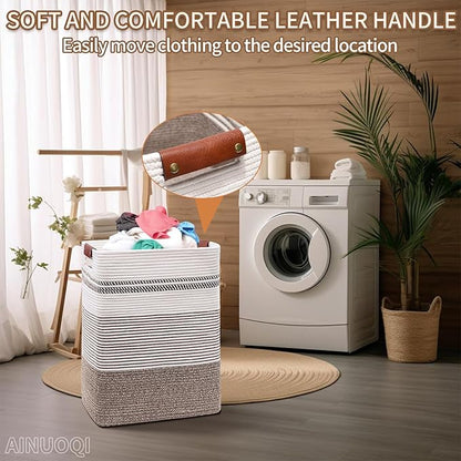 Laundry Hamper - Tall Woven Rope Laundry Basket - Clothes hamper