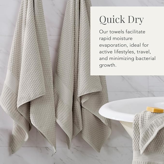 NY Loft 100% Cotton Bath Towel Set of 4 | Grey Towels | Oeko-TEX® Standard 100