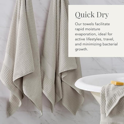 NY Loft 100% Cotton Bath Towel Set of 4 | Grey Towels | Oeko-TEX® Standard 100
