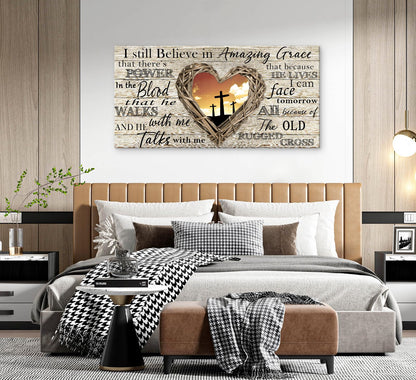 Cao Gen Decor Art A63550 Amazing Grace Wall Art Decor Canvas Print Picture Christian 1 Panel Religious Cross Painting Artwork for Living Room Bedroom Office Home Wall Decor Framed Ready to Hang
