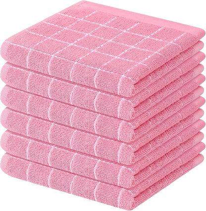 Mordimy 100% Cotton Terry Cloth Dish Cloths, Soft and Absorbent Checkered Dish