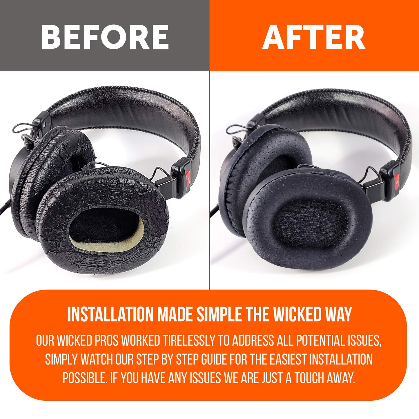 WC Wicked Cushions MDR-7506 Replacement Ear Pads - Comfortable Leather & Luxury Memory Foam | Durable & Fit MDR-7506, MDR-V6, MDR-CD900ST - Perforated Pu Leather