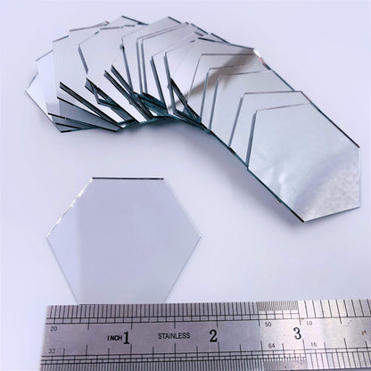 2 inch (50.8 mm) Hexagon Mirror Mosaic Tile Craft Mirrors 50pcs (Silver)