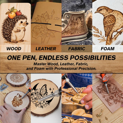 K KERNOWO Wood Burning Kit - 81Pcs All-in-One Wood Burning Tool Pen Adjustable Temperature Wood Burner Kit Crafts Gifts for Adults & Teens, Woodburning Kits for Beginner Pyrography