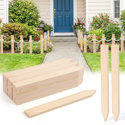 24Pcs Wooden Garden Stakes, 17in Pinewood Yard Stakes for Plant Support, Garden Fencing, Ground Marking, Signs, Grade, Baselines, Survey Stakes and Boundary