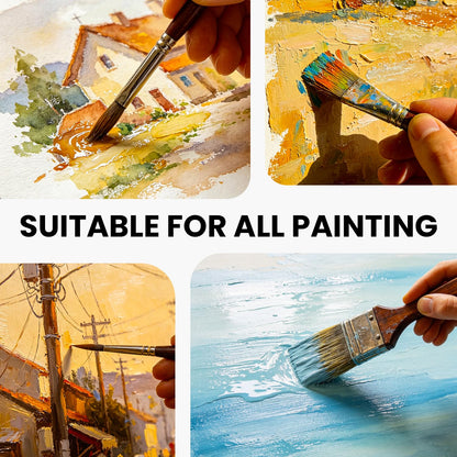 Drawnby 26pcs Paint Brush Set, Professional Paintbrushes with Palette Knife & Self-Standing Case, Nylon Paint Brushes for Acrylic Paint, Oil, Watercolor, Art Supplies for Artists Beginners