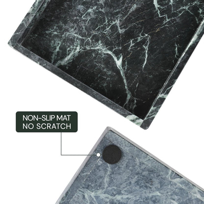 Koville Natural Marble Tray, Coffee Table Vanity/Decorative Tray for Jewerly, Watch, Perfume Candle Storage for Bedroom/Bathroom/Kitchen Countertop