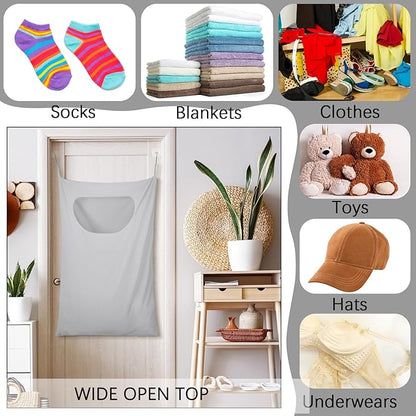2 Pcs Large Hanging Laundry Hamper Bag 28 x 35 in Over The Door Hamper Space