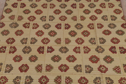 Rug Source Southwestern Style Collection 8x10 Kilim Area Rug, Flatweave/Hand-Woven Beige & Ivories Geometric/All-Over Rug, Oriental Wool Carpet for Bedroom, Living Room, and Dining Room