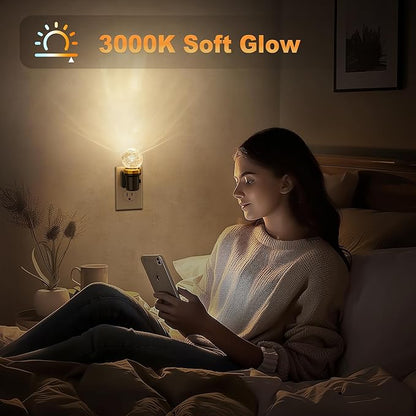 JandCase Night Lights Plug into Wall, Dimmable Night Light Pulg in, Globular Automatic Night Lights with Auto Light Sensor, Adjustable Brightness 3000K LED Night Light, for Bedroom Hallway