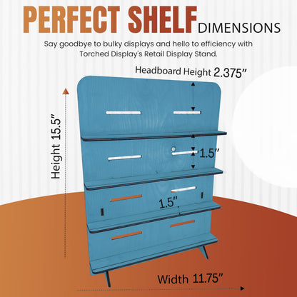 TORCHED DISPLAYS Jewelry Holder Necklace Organizer | Earring Display Stands for Selling | 3-Tiered Wooden Jewelry Holder Stand for Shops, Boutiques, Festivals | Display Rack Wood Stand | Blue