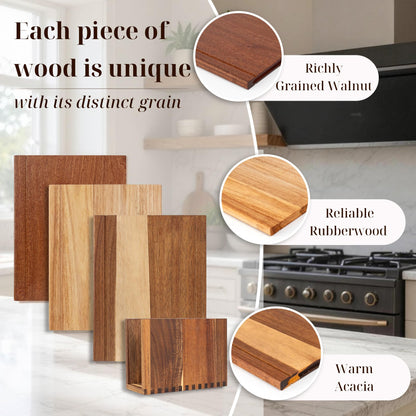 Book Cutting Board Set with Wooden Stand-Wooden Kitchen Cutting Boards That Look Like Books for Vegetables Cheese Meat,3pcs Chopping Board Gift Set for Home Cooks & Kitchen Decor
