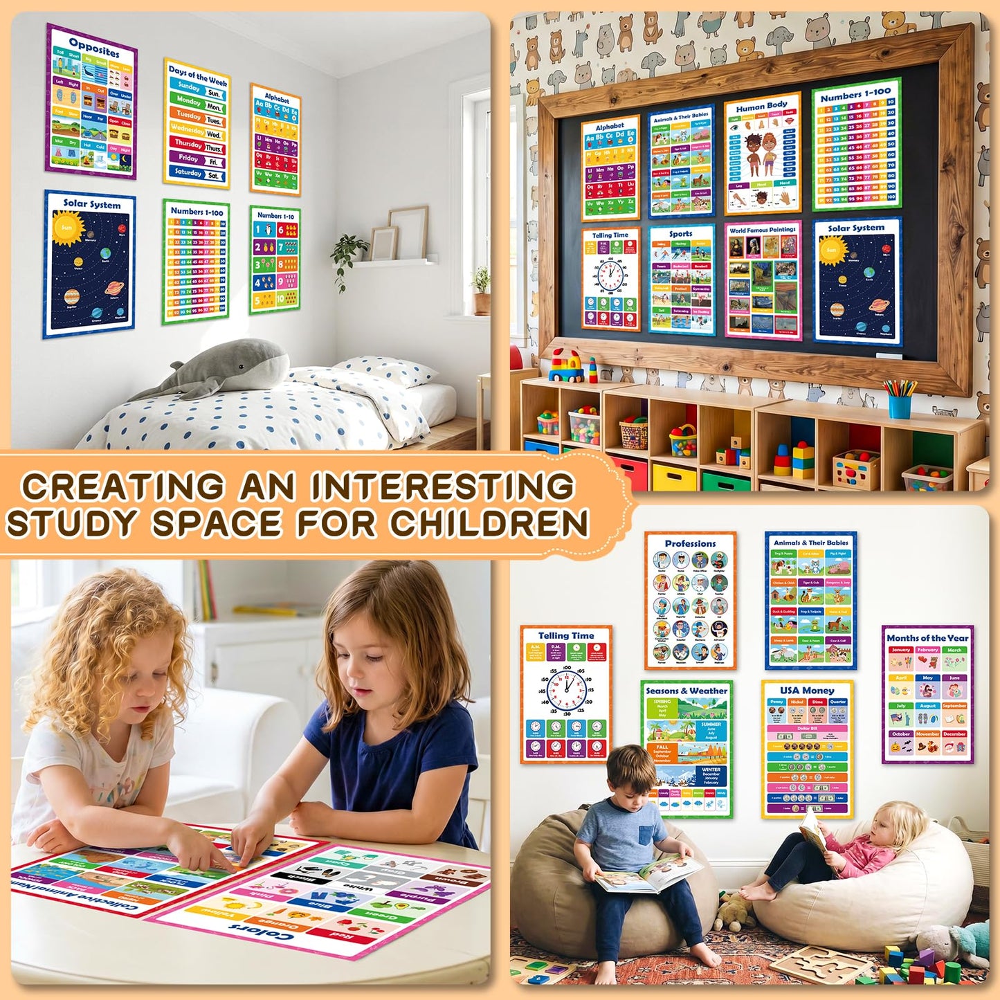 KIDS KING 20 Laminated Learning Posters for Toddlers 1-3 Years Old, Educational Posters for Preschoolers, Kindergarten Classroom Must Haves - Homeschool and Classroom Decor, Back-to-School Supplies