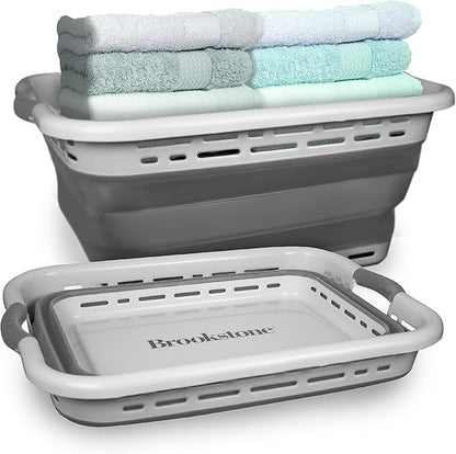 BROOKSTONE 11 GALLON XL 24" Collapsible Laundry Basket & Clothes Hamper