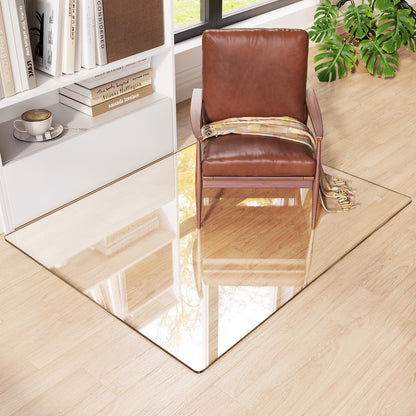 InfiniGlass Tempered Glass Chair Mat 46"x36" – Ultra-Clear Office Chair Mat for Hardwood Floors & Low-Pile Carpets – Heavy-Duty 0.2" Scratch-Resistant Surface with Non-Slip Pads – Supports 1,000 lbs
