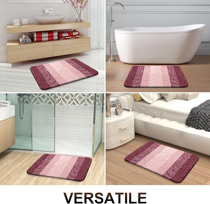 OLANLY Bathroom Runner Rugs Mat 70x24, Extra Soft Absorbent Microfiber Bath Rugs, Rubber Backing, Quick Dry, Washable Long Bath Mats for Bathroom Floor, Tub and Shower, Home Decor Accessories, Red
