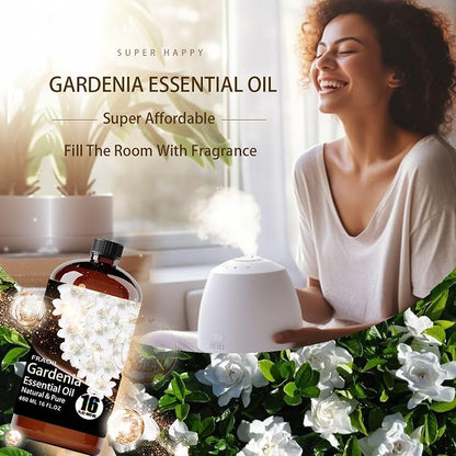 Gardenia Essential Oil, Gardenia Oil 16 Fl Oz 480 ML for Diffuser Humidifier Yoga Cleaning DIY Candle Soap Making Perfume Gift for Women Essential Oils FRAOIL (Gardenia 16 Fl Oz (Pack of 1))