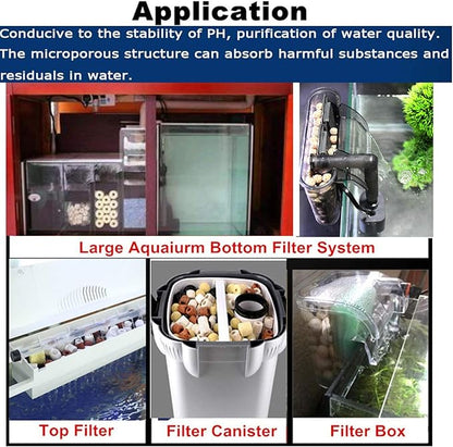 17OZ Aquarium Filter Mixed Ceramic Small Balls Media, Fish Tank Water Filtration Pond Filter Ceramic Rings Brown Volcanic Rock for Water Quality Improve, PH Adjust