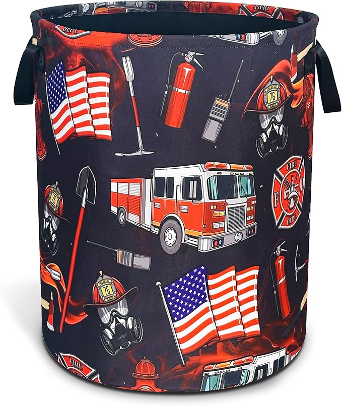 Fire Truck Fireman Laundry Basket Firefighters Oxford Cloth Laundry Hamper