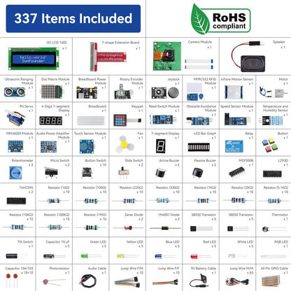SunFounder Raphael Ultimate Starter Kit for Raspberry Pi 5 4 B 3B B+ 400, Zero 2 W, RoHS Compliant, Python, C Java, Online Tutorials & Video Courses for Beginners (Raspberry PI NOT Included)