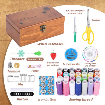 Basic Sewing Kit 196 Pcs Sewing Accessories and Supplies Sewing Repair Kits Hand Sewing Kit with StitchingThread Needle Pin Cushion Button for Travel, Camping, Home DIY
