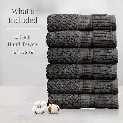 NY Loft 100% Cotton Hand Towel 6 Pack | Super Soft & Absorbent Quick-Dry Hand